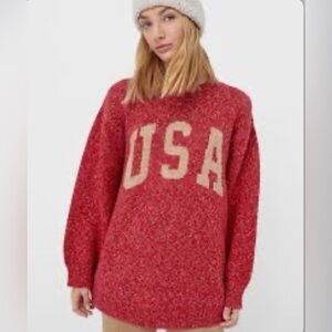 STRADIVARIUS || Oversized Red USA Sweater. Sz. XS